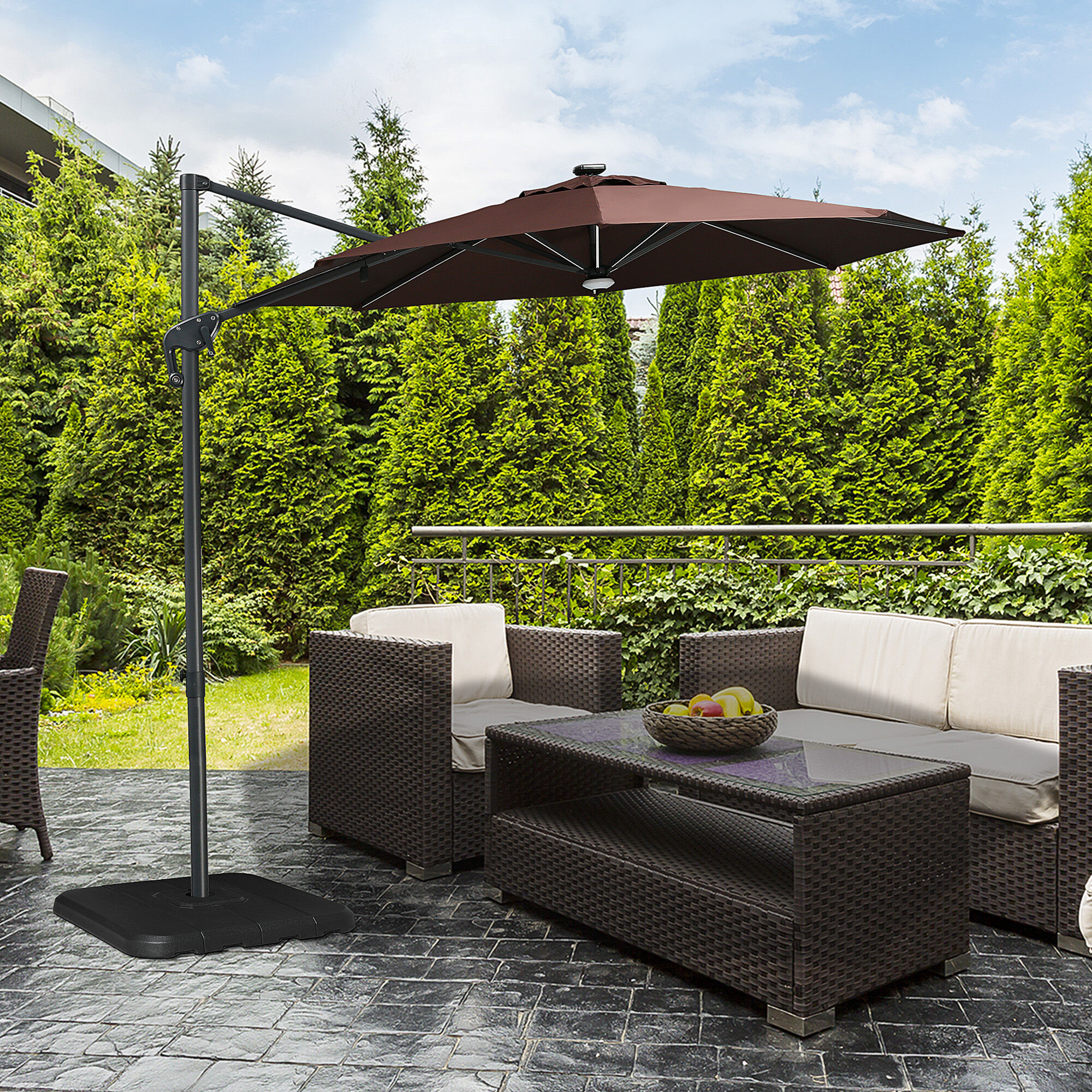 Outsunny Base de Sombrilla de 4 Piezas Rellenable de Agua 90 kg o Arena 130 kg Pesos para Base Cruzada de Parasol para Jard&iacute;n Terraza Patio 98x98x13 cm Negro, , large Imagen numero 2