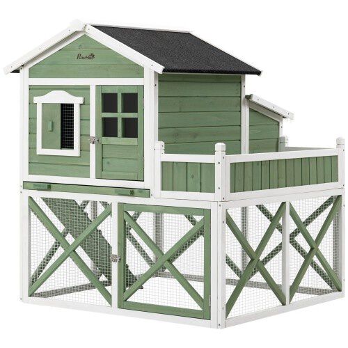 PawHut Gallinero de Madera de 2 Niveles para gallinas, , large Imagen numero 2