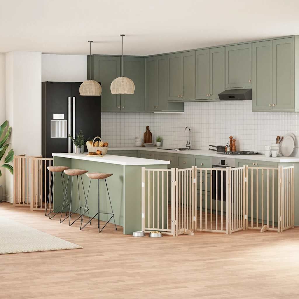 vidaXL Puerta para Perros Plegable Paneles Puerta de Seguridad Madera de &Aacute;lamo, , large Imagen numero 2