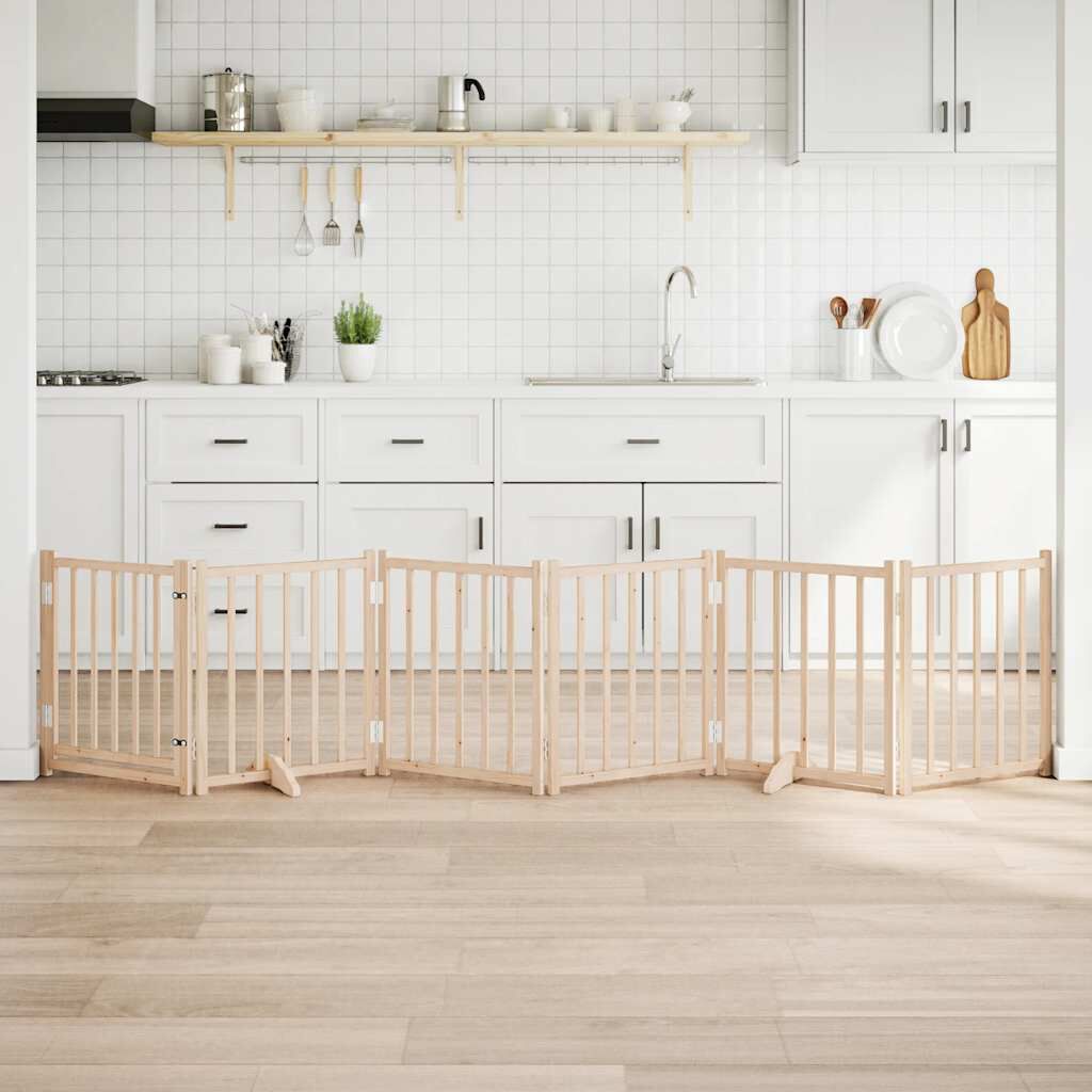 vidaXL Puerta para Perros Plegable Paneles Puerta Mascotas Madera de &Aacute;lamo, , large Imagen numero 2