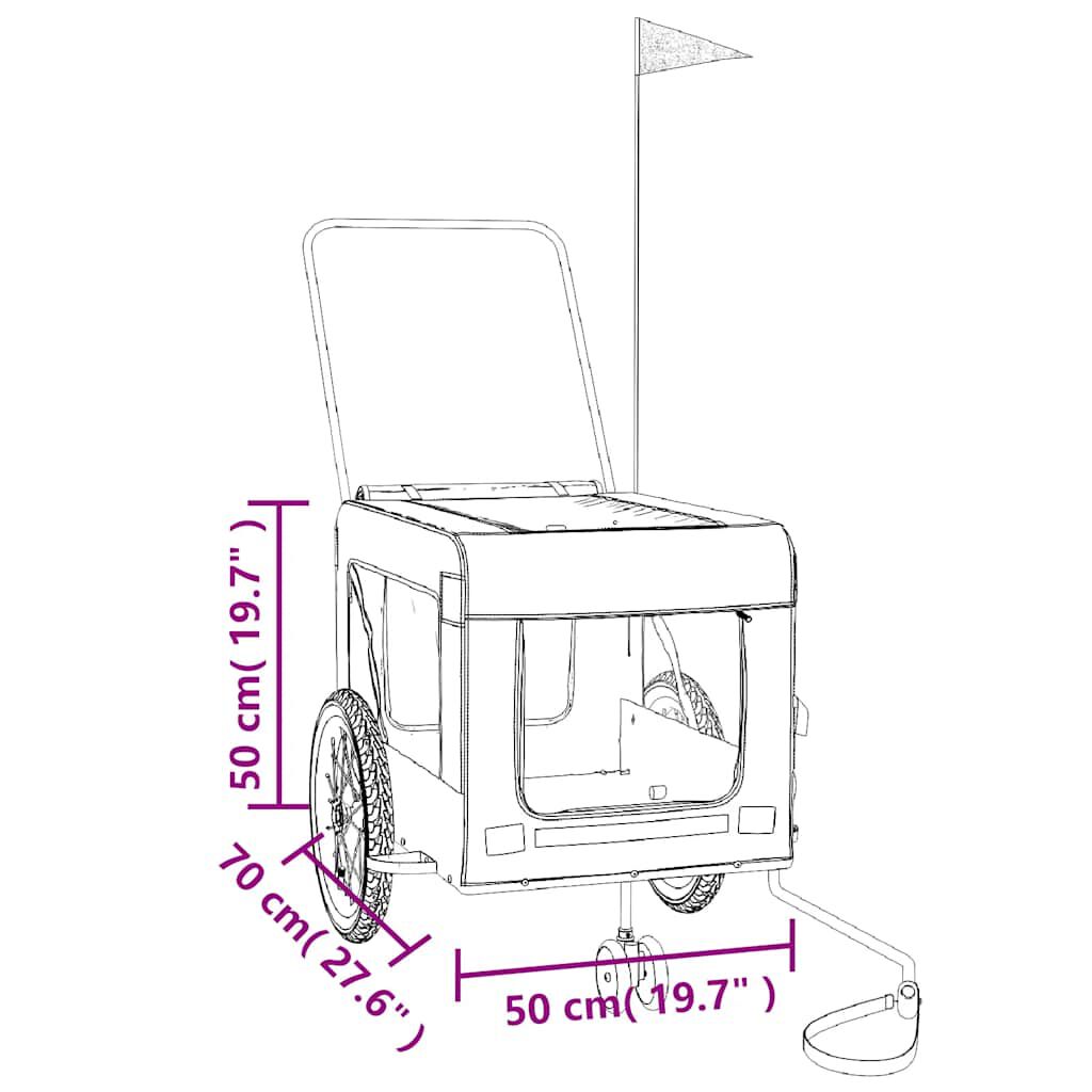 vidaXL Remolque de Bicicleta Mascotas Carrito para Bici Hierro Tela Oxford, , large Imagen numero 4
