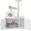 COSTWAY Casa de Madera para Gatos, con Torre Rascadora y Caja de Arena, Todo en 1, con Escondite y División, Mueble para Gatos en Interiores (Blanco), , large indicador imagen numero 1