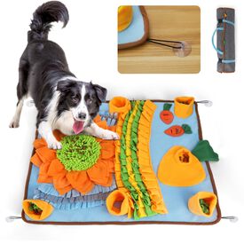 Nobleza Alfombra Olfativa Juego de Inteligencia para Perros, Juguete Interactivo, Estera de Alimentación Lenta para Entrenamiento de Forrajeo, Ventosas Antideslizantes, Snuffle Mat L75*W58CM Blue