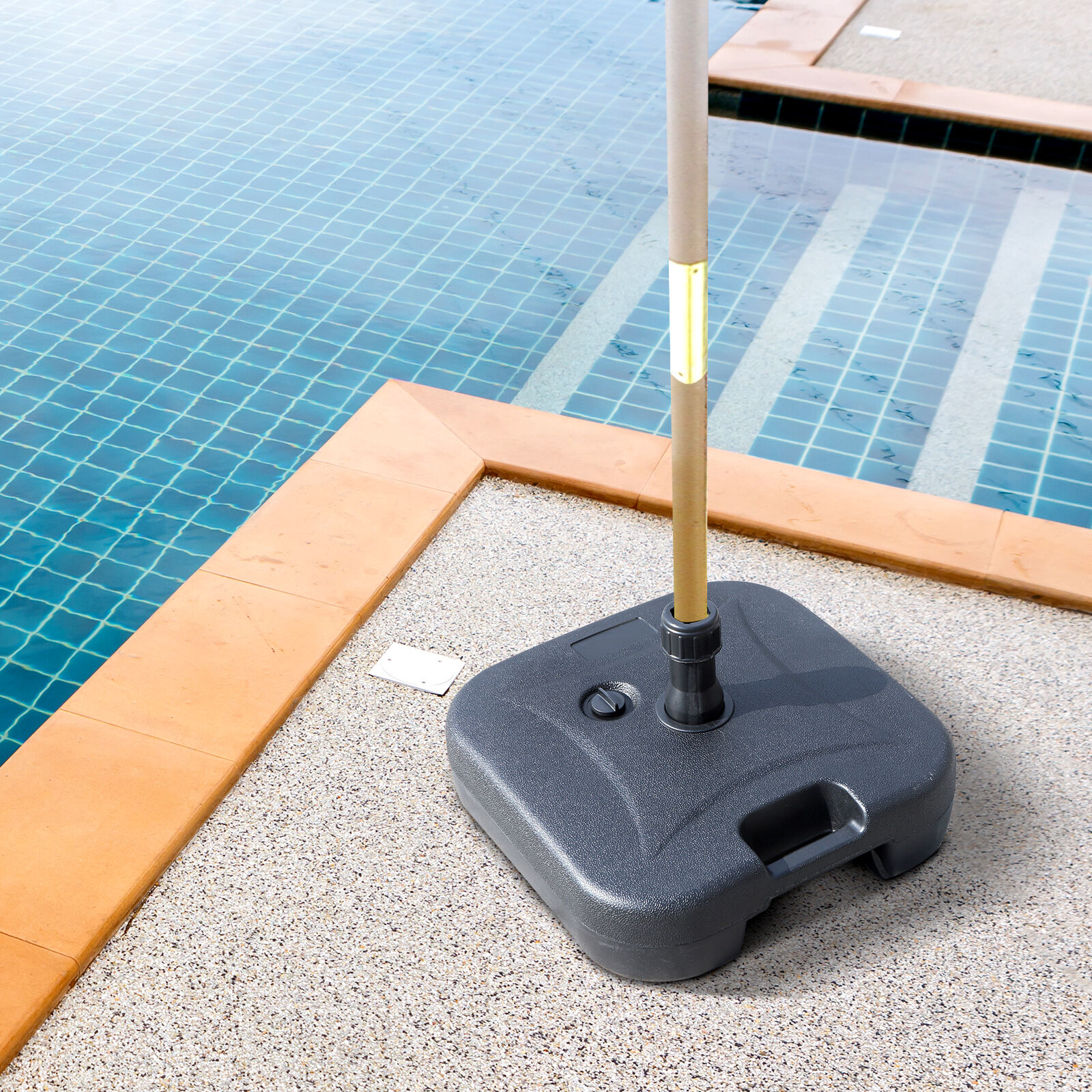 Outsunny Base de Sombrilla Parasol de Playa Pies Soporte de Sombrilla Patio Jard&iacute;n Lleno de Agua de 20 kg y Arena de 30 kg 46x45x26cm HDPE Negro, , large Imagen numero 2