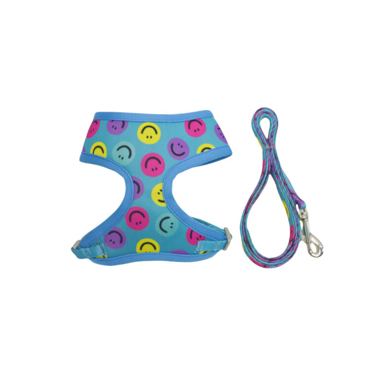 Gotoo Correa y arnés estampado smile azul para gatos thumbnail