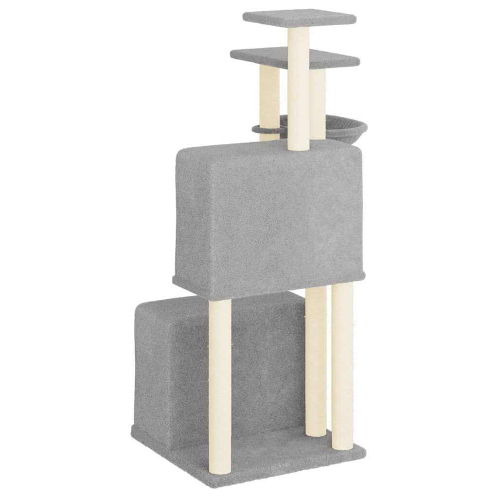 vidaXL Rascador para gatos con postes de sisal gris claro 122 cm, , large Imagen numero 4