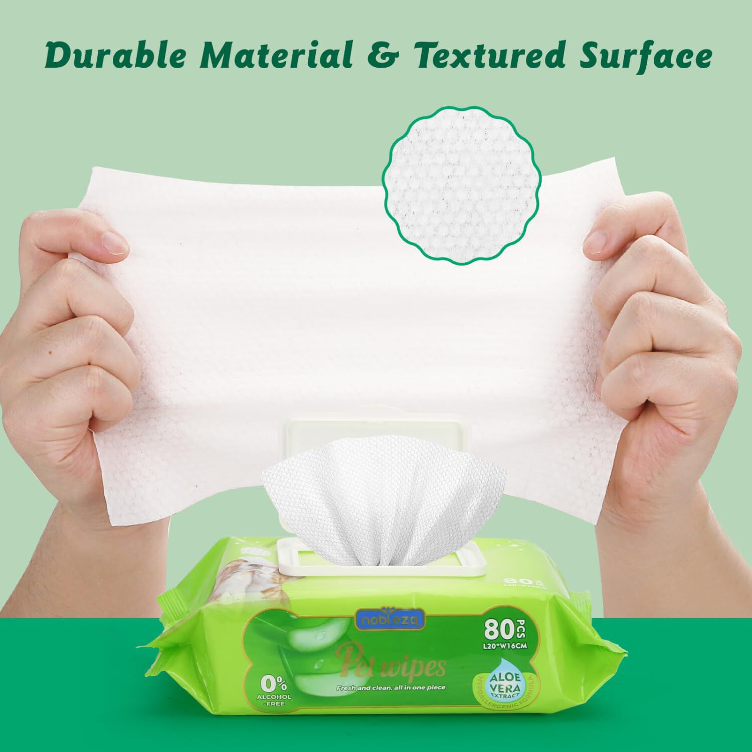 Nobleza - Toallitas H&uacute;medas para Perros y Gatos - Hipoalerg&eacute;nicas con Aloe Vera, Sin Alcohol - Limpieza de Patas, Cuerpo y Trasero - Elimina Olores, , large Imagen numero 4