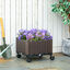 Outsunny Jardinera de Pl&aacute;stico Curdrada con 4 Ruedas Macetero de Jard&iacute;n con Agujeros de Drenaje para Cultivo de Plantas en Exterior Patio Terraza 40x40x31,5 cm Marr&oacute;n, , large indicador imagen numero 2
