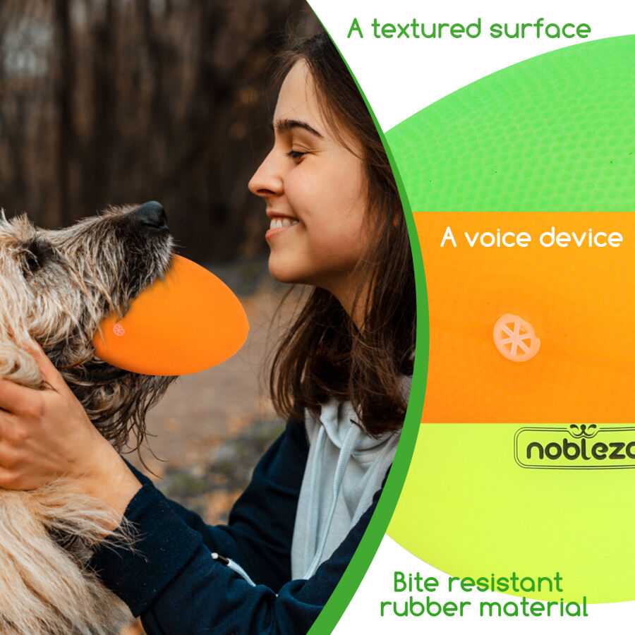 Nobleza Pelota Perro,3 Unidads Pelota Juguete Perro, Rugby para Perros Brillo en la Oscuridad, Pelota de Caucho Natural para Perros, Juguetes con Sonido para Medianas y Grandes, (L14CM*7.5CM), , large Imagen numero 5