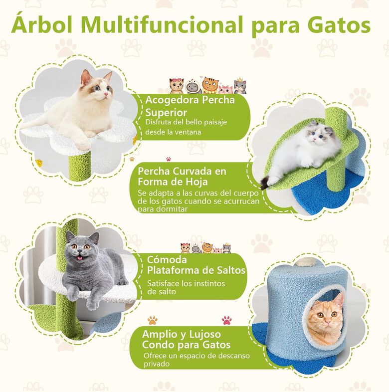 COSTWAY Árbol para Gatos en Forma de Flor con Rascador Cubierto de Sisal para gatos thumbnail