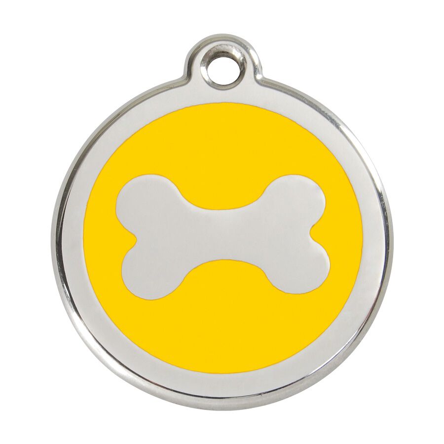Placa identificativa Acero Inoxidable Esmalte Hueso Amarillo para perros, , large Imagen numero 1