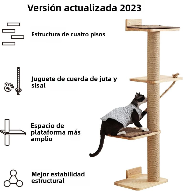 Fukumaru &Aacute;rbol de pared para gatos de madera natural &ndash; dise&ntilde;o modular elegante y funcional, , large Imagen numero 3