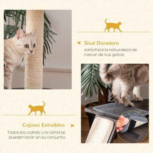 PawHut &Aacute;rbol Rascador Con M&uacute;ltiples Plataformas para gatos, , large Imagen numero 4