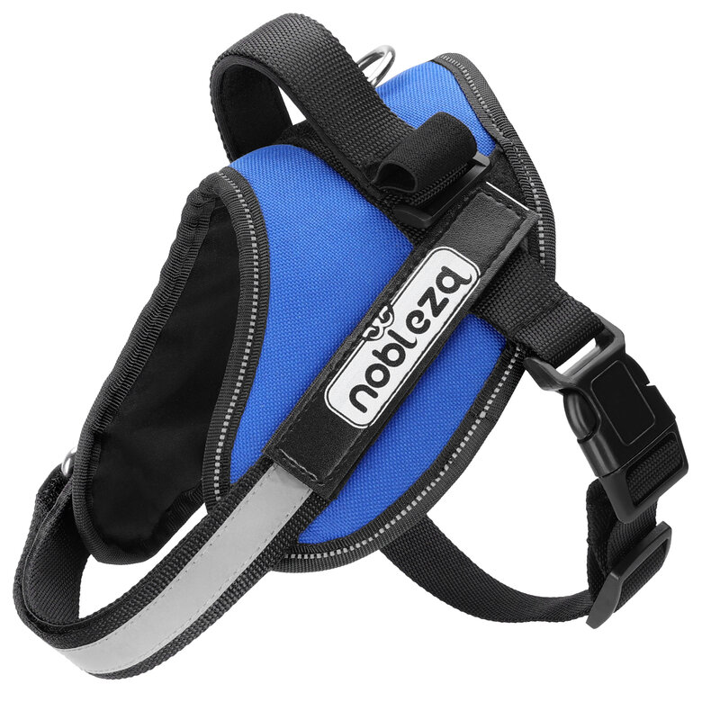 Nobleza - Arnés Antitirones Perro, Arnés Perro Reflectante Ajustable, Incluye 2 Etiquetas de Logotipo Desmontables, Cómodo Transpirable Arnés Chaleco para Perros Pequeños, Medianos y Grandes, Azul(M)