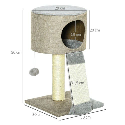 PawHut &Aacute;rbol Rascador Gris Peque&ntilde;o para gatos, , large Imagen numero 3