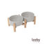 Leeby Comedero Doble de Cer&aacute;mica con Soporte de Madera para perros, , large indicador imagen numero 2