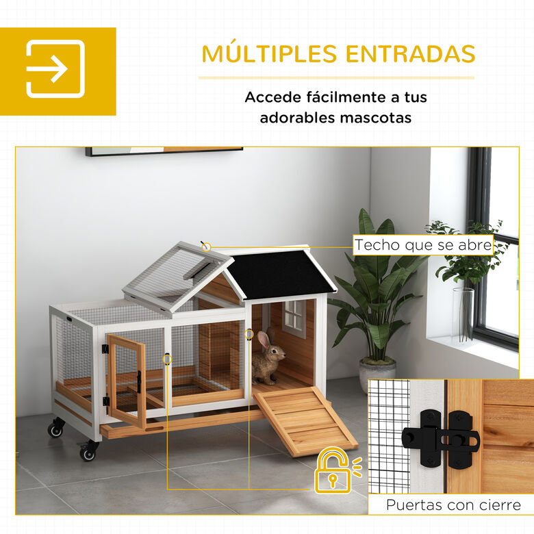 PawHut Conejera de Madera Madera Natural thumbnail