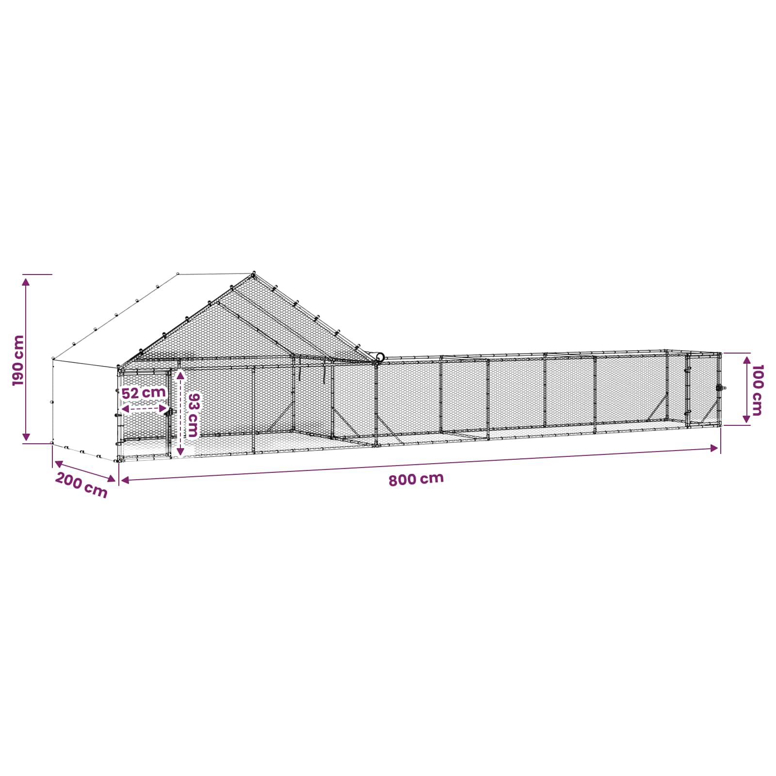 vidaXL Gallinero con techo y patio 2 uds. Plateado Acero Galvanizado de Patio, , large Imagen numero 9
