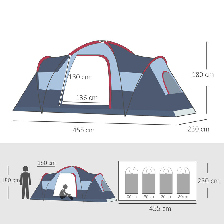 Outsunny Tienda de camping grande gris con bolsa de Transporte, , large image number null
