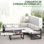Outsunny Conjunto de Muebles de Jardín 3 Piezas de Aluminio Juego de Muebles con Mesa de Vidrio Sofá de 5 Plazas con Respaldo Ajustable y Cojines Extraíbles 212x70x64 cm Negro y Gris, , large indicador imagen numero 4