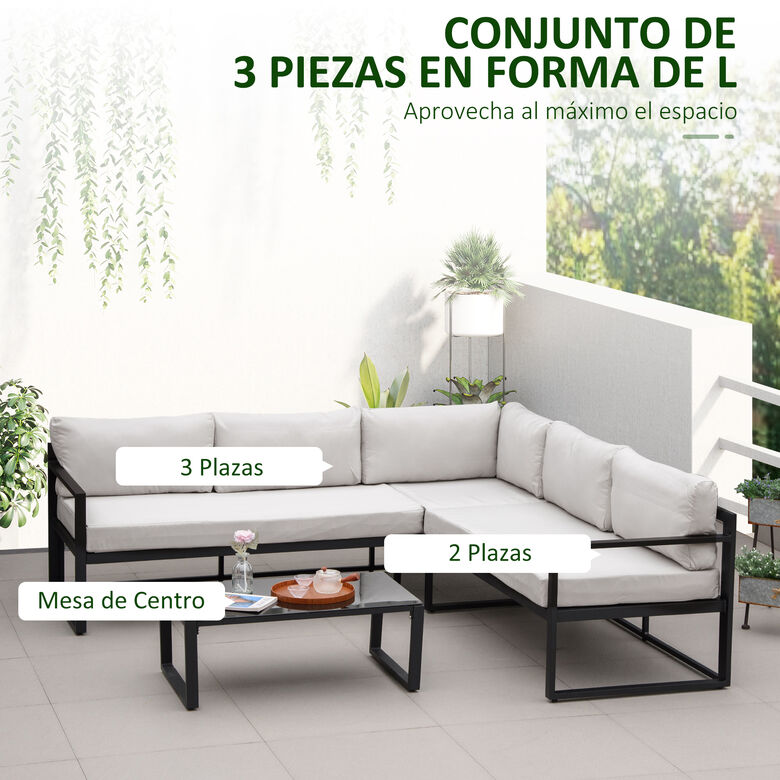 Outsunny Conjunto de Muebles negro y gris para jardin thumbnail