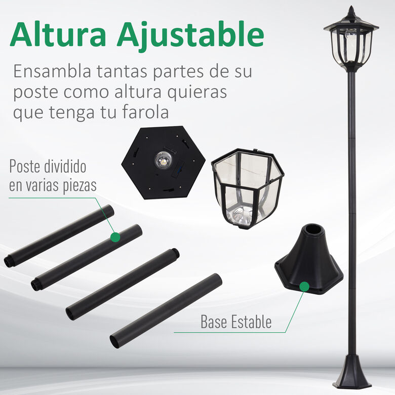 Outsunny Farola Solar negra con encendido automático thumbnail