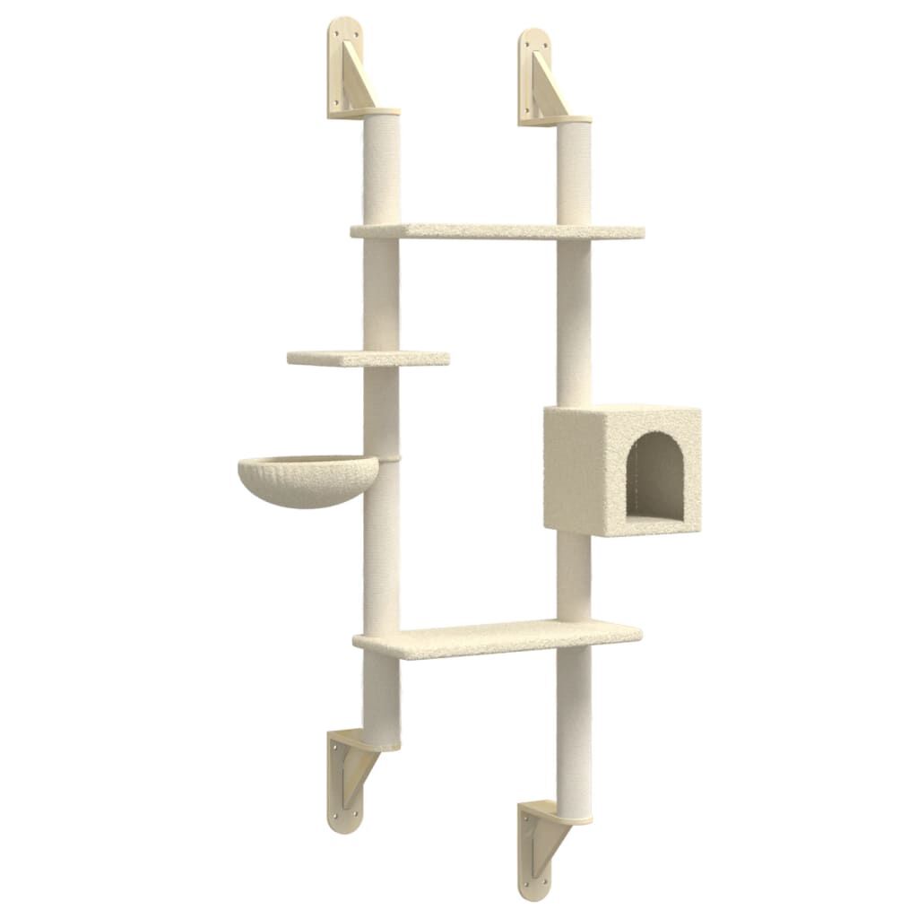 vidaXL &Aacute;rbol rascador para gatos de pared crema 180 cm, , large Imagen numero 1