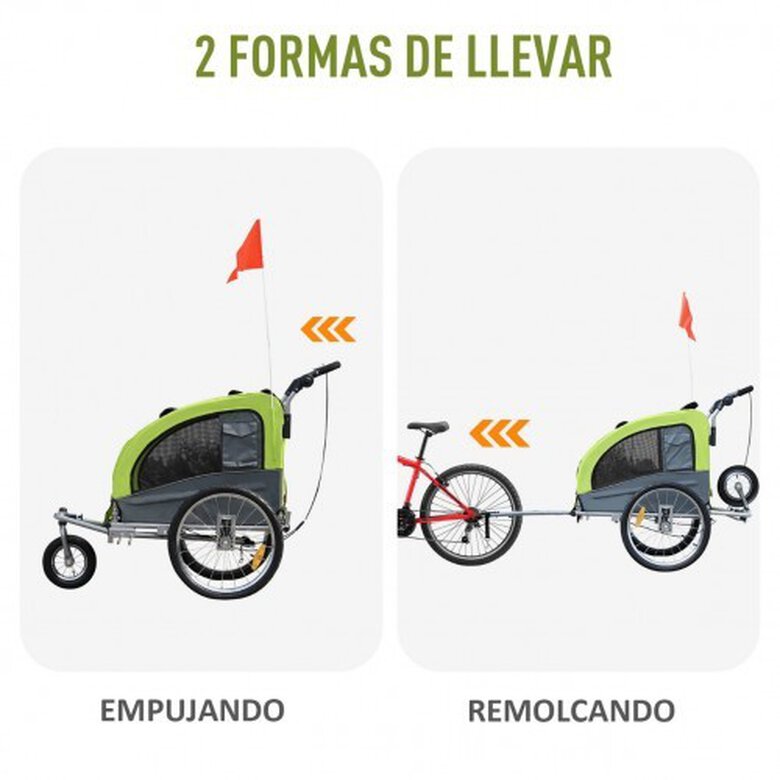 Remolque de bicicleta PawHut para perros color Verde/Negro