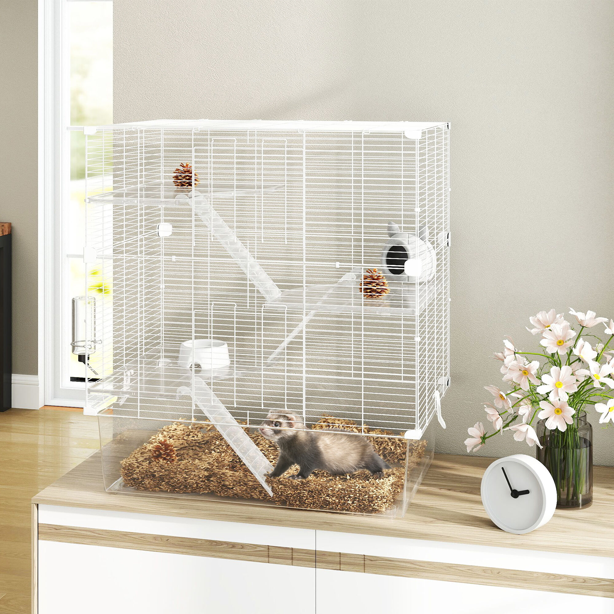 PawHut Jaula Animales Pequeños Blanco thumbnail