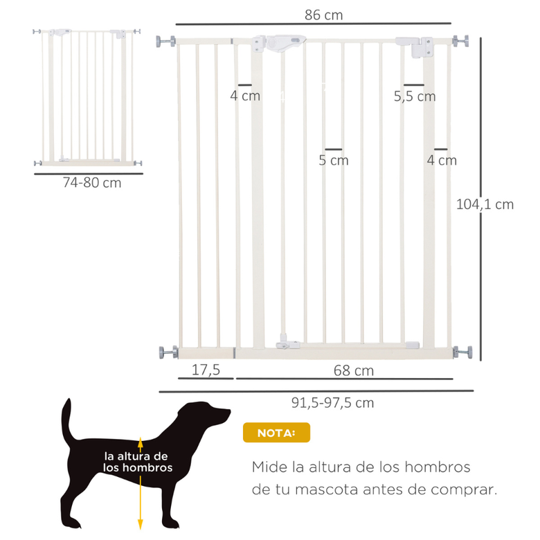 PawHut Barrera de seguridad para puertas Blanca para mascotas, , large Imagen numero 2