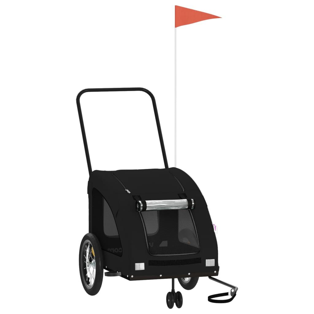 vidaXL Remolque de bicicleta para perros hierro y tela Oxford negro, , large Imagen numero 5