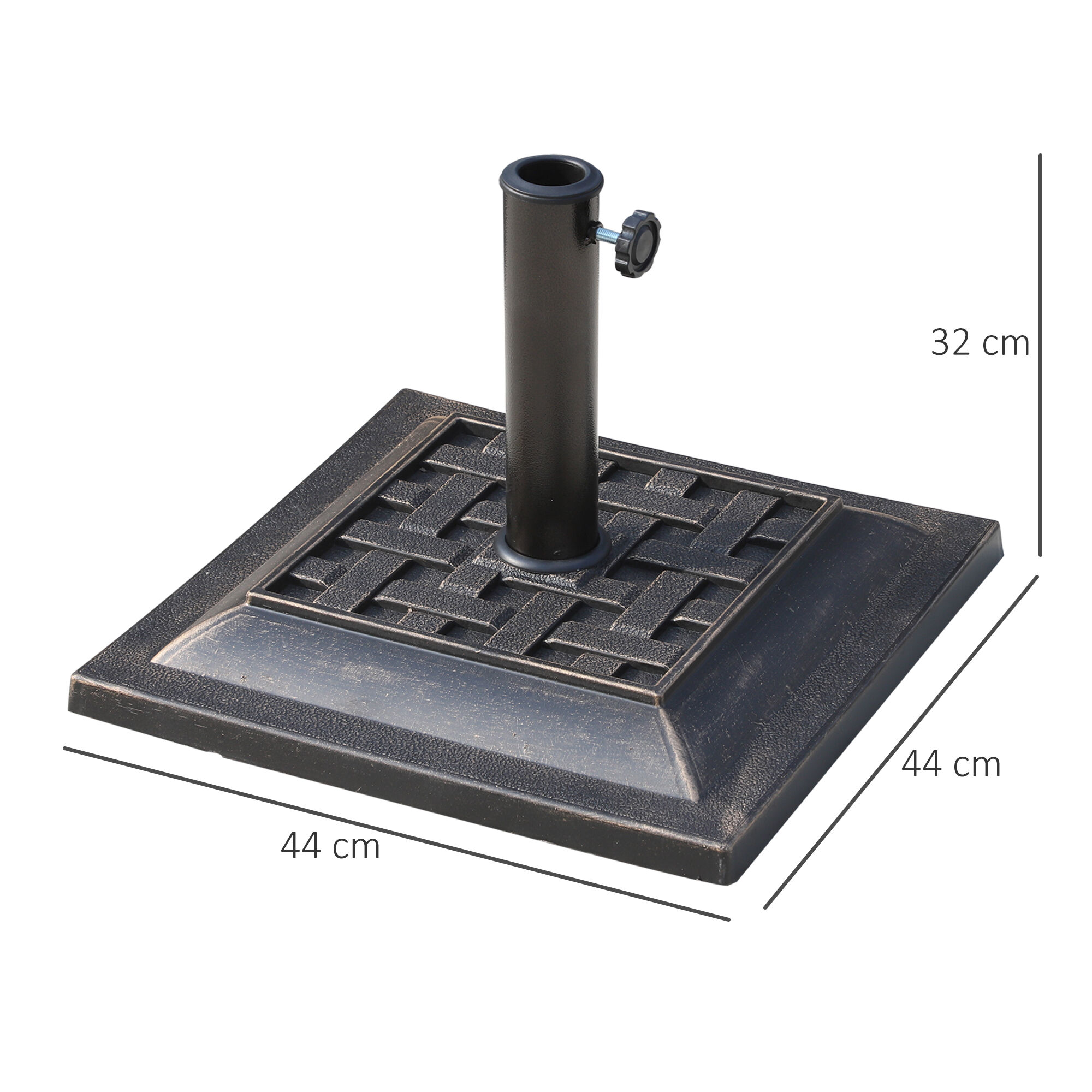 Outsunny Base para Sombrilla de Jard&iacute;n Peso Neto 9 kg Soporte de Parasol Apto para M&aacute;stil de 38mm/48mm para Terraza Patio Exterior &Oslash;44x32 cm Bronce, , large Imagen numero 3