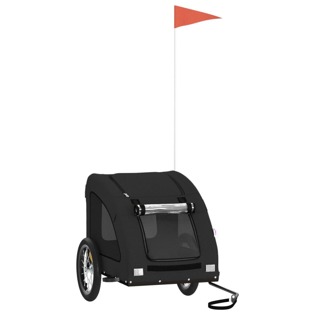 vidaXL Remolque de bicicleta mascotas hierro tela Oxford negro, , large Imagen numero 1