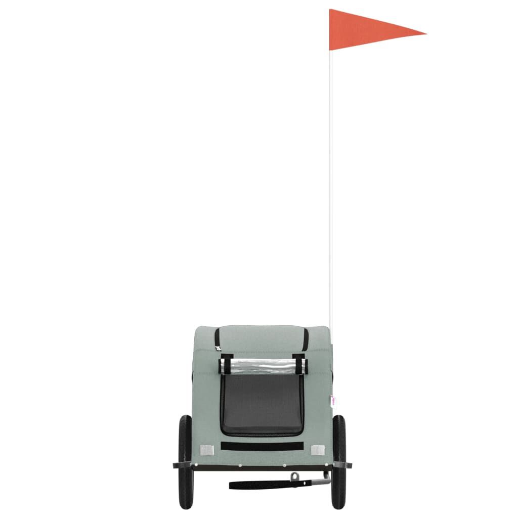 vidaXL Remolque de bicicleta para perros hierro y tela Oxford gris, , large Imagen numero 3