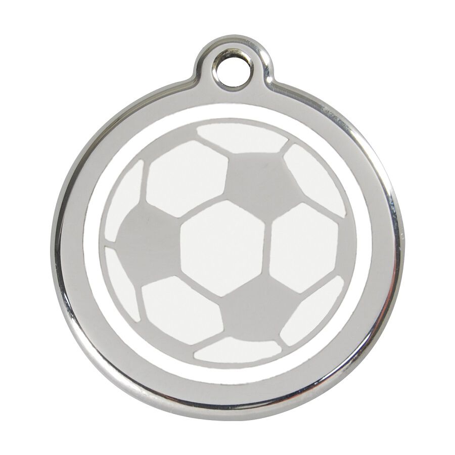 Placa identificativa Acero Inoxidable Esmalte F&uacute;tbol Blanco para perros, , large Imagen numero 1