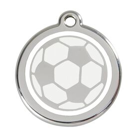 Red Dingo Placa identificativa Acero Inoxidable Esmalte Fútbol Blanco para perros