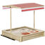 Outsunny Arenero Infantil de Madera con Techo Inclinable Ajustable en Altura y 2 Bandejas Auxiliares Cajón de Arena de Jardín para Niños +3 Años 118x118x118 cm Natural y Rojo, , large indicador imagen numero 1
