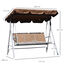 Outsunny Balancín Jardín Exterior Columpio Exterior de 3 Plazas con Toldo Ajustable Respaldo Transpirable y Marco de Metal para Terraza Balcón Carga 240 kg 171x108x154 cm Marrón, , large indicador imagen numero 3