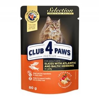 Club 4 Paws Pienso húmedo para gatos Arenque en gelatina