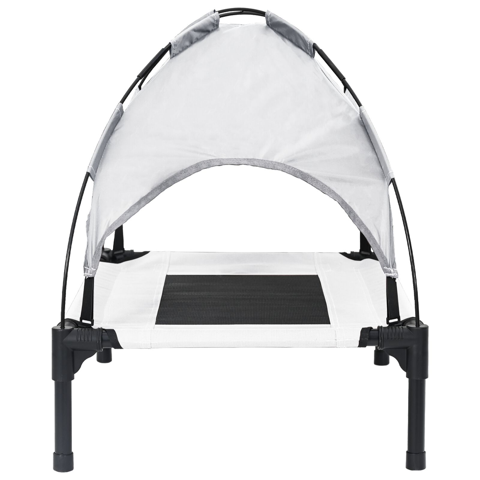 vidaXL Cama Elevada para Perro  con Techo Desmontable Gris Plateado Acero, , large Imagen numero 4