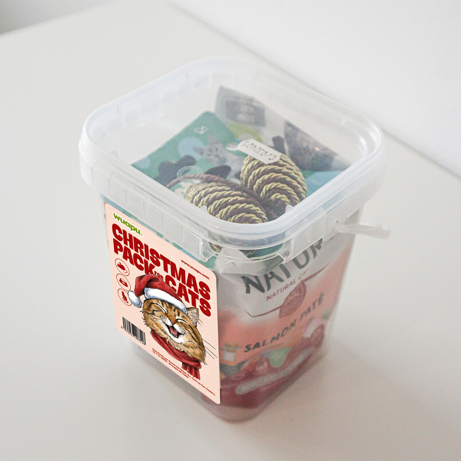 Christmas Pack para gato de Wuapu con snacks, juguetes y alimento h&uacute;medo, , large Imagen numero 4