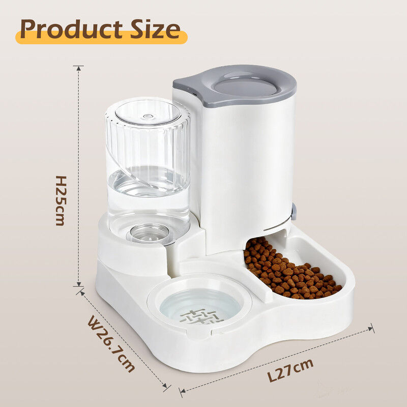 Nobleza Dispensador Autom&aacute;tico 2 en 1 de Comida y Agua para Perros y Gatos - Comedero y Bebedero por Gravedad con Separaci&oacute;n Seca y H&uacute;meda - Blanco, , large Imagen numero 2