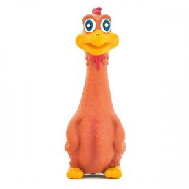 Gallina de látex para perros color Marrón