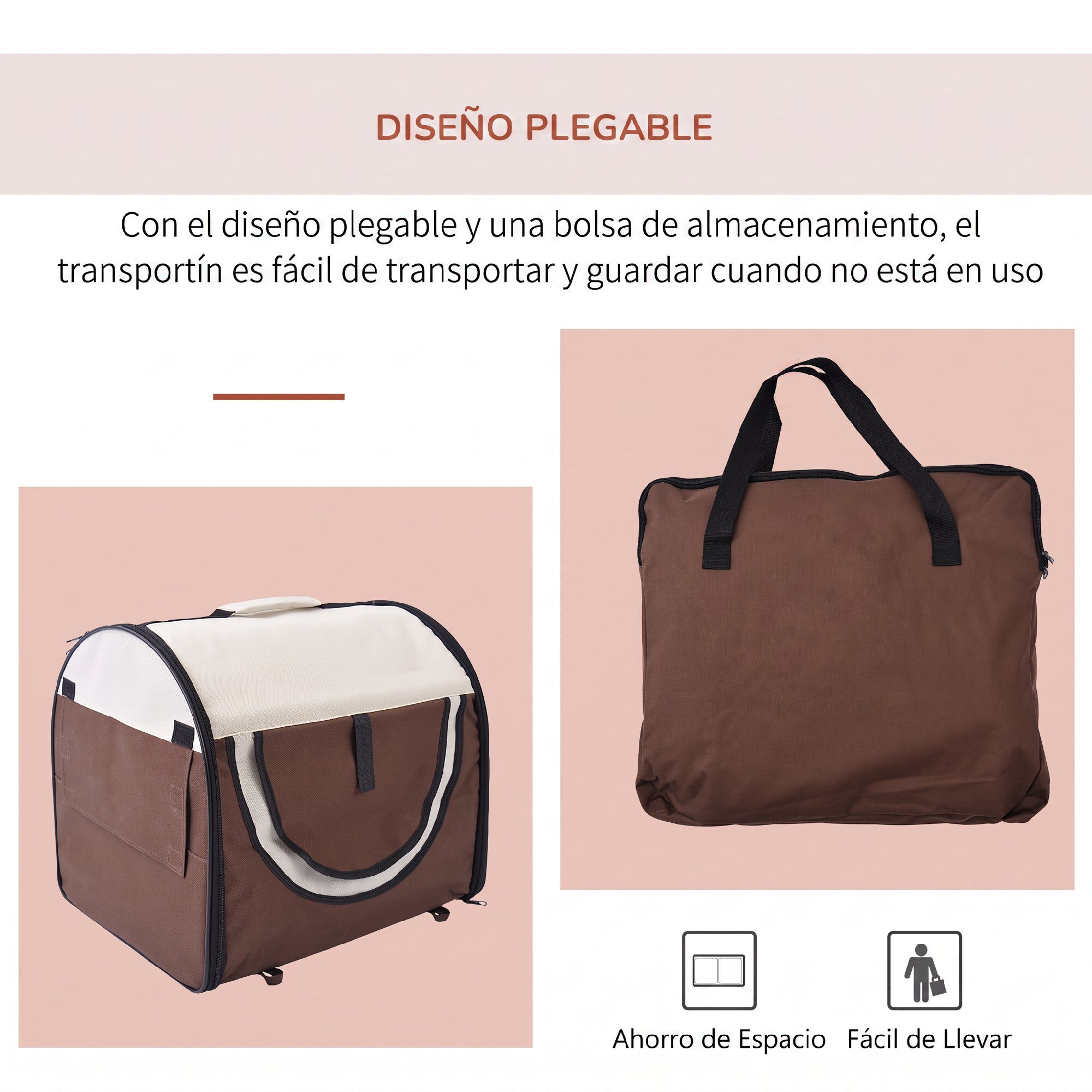 Transport&iacute;n PawHut: la soluci&oacute;n ideal para viajar con tu gato. Dise&ntilde;o pr&aacute;ctico, seguro y con estilo, perfecto para visitas al veterinario o escapadas inolvidables., , large Imagen numero 4