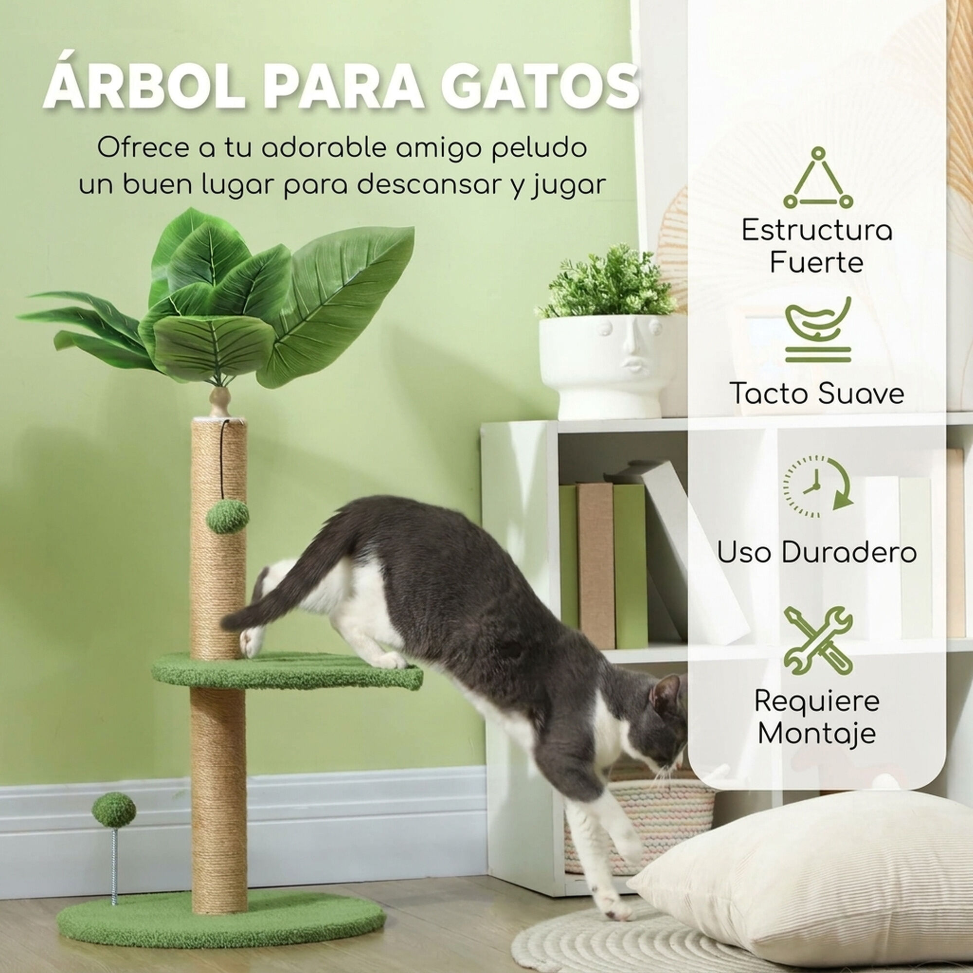 PawHut &Aacute;rbol para Gato Verde, , large Imagen numero 4