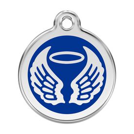 Red Dingo Placa identificativa Acero Inoxidable Esmalte Alas Angel Azul para perros