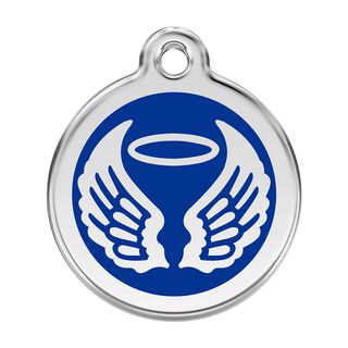 Red Dingo Placa identificativa Acero Inoxidable Esmalte Alas Angel Azul para perros