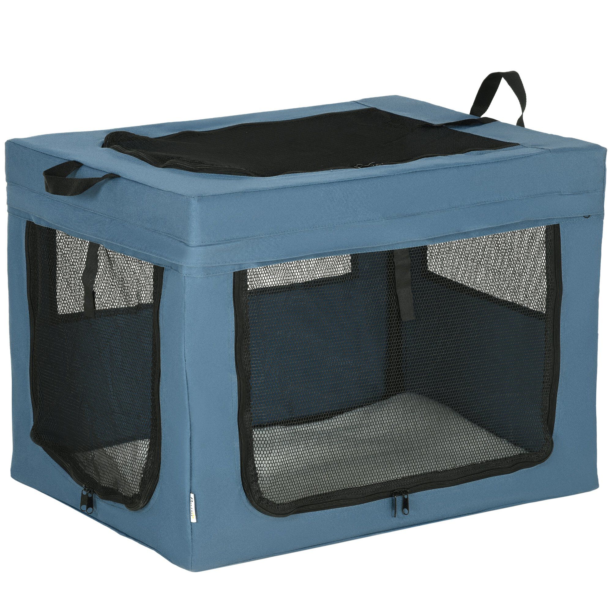 PawHut Transport&iacute;n Mochila para Perros y Gatos Bolsa Port&aacute;til y Plegable para Mascotas Transportador para Perros con 3 Puertas y Coj&iacute;n Suave 69x51x51 cm Azul, , large Imagen numero 1