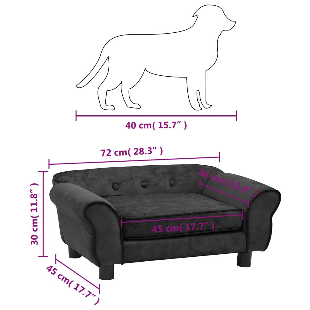 VidaXL Sof&aacute; cl&aacute;sico para perros color Gris oscuro, , large Imagen numero 8