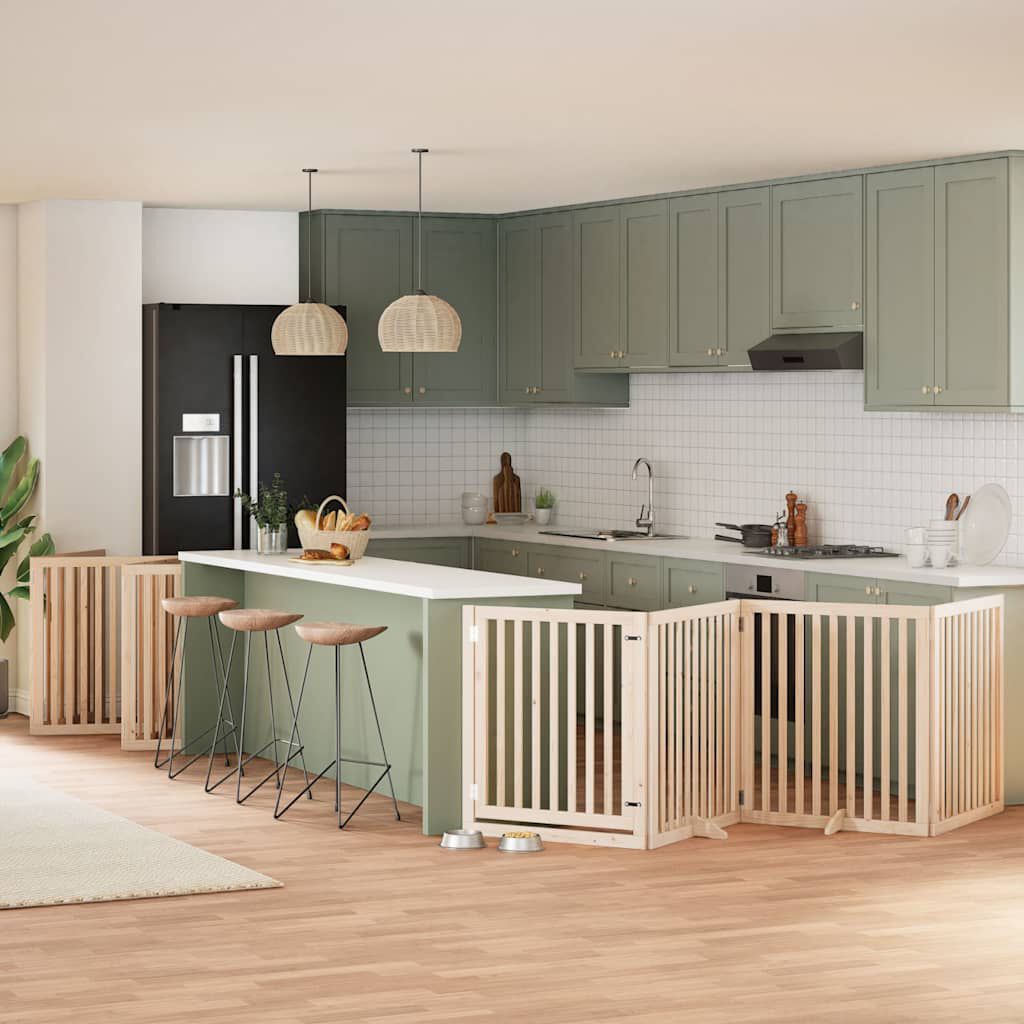 vidaXL Puerta para perros plegable 12 paneles madera de &aacute;lamo 600 cm, , large Imagen numero 7